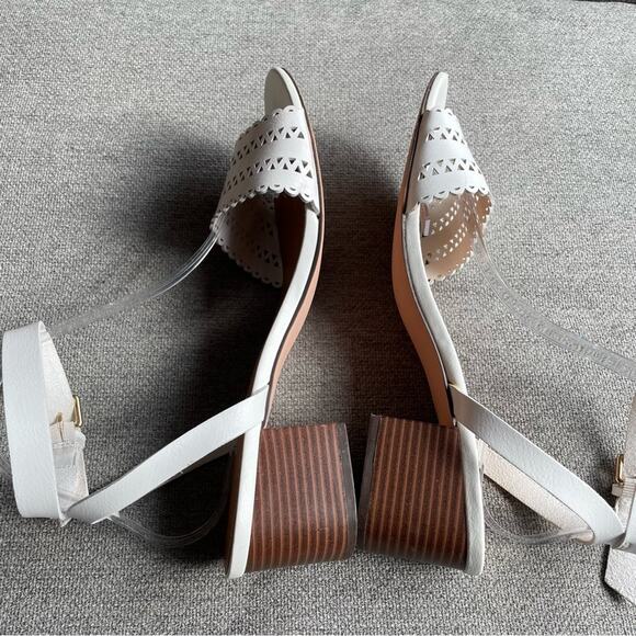 J. CREW Block Heel Sandals Cut-Outs White Slingback block sandals Women's 10 - Picture 8 of 12